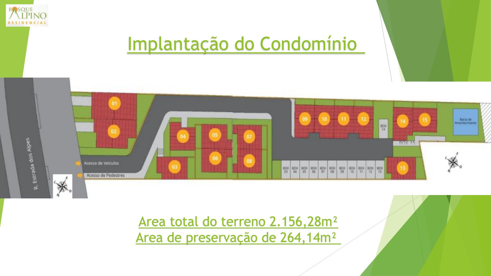 Planta implantação do condomínio do Bosque Alpino