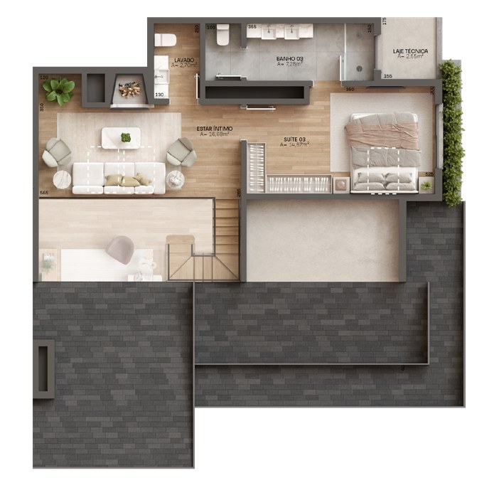 Planta duplex 501, subtelhado do Casa Terralta