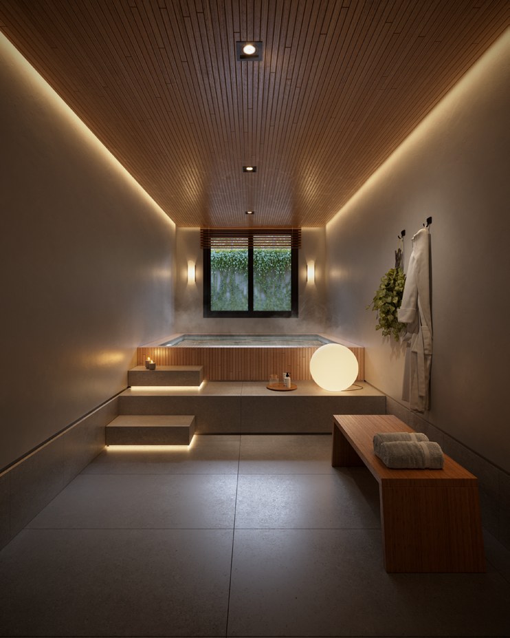 Spa do Casa Terralta com iluminação indireta