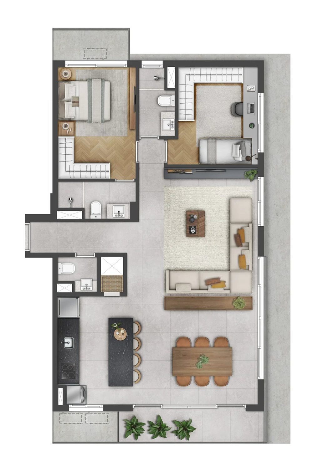 Planta family living estendido do GO Bom Fim