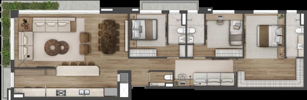 Planta apartamento 140 m² do High Garden Petrópolis