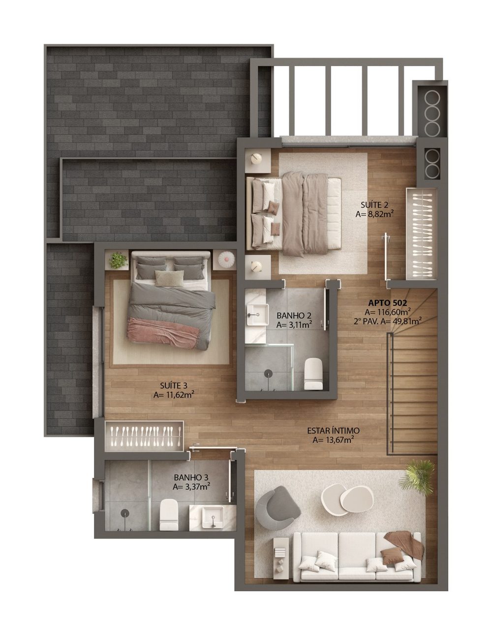 Planta duplex 502, superior do Ressência