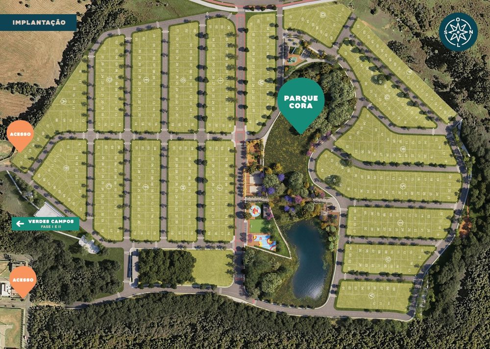 Mapa: implantação da primeira fase do Verdes Campos Parque