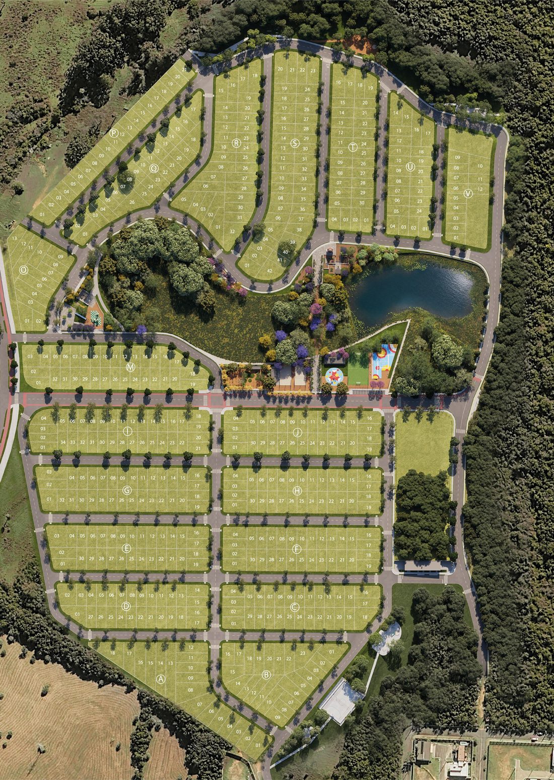 Mapa: masterplan do loteamento do Verdes Campos Parque